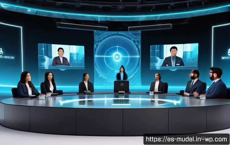 가상 세계 거버넌스의 최신 트렌드 - A futuristic virtual reality environment showcasing diverse avatars engaging in a decentralized auto...