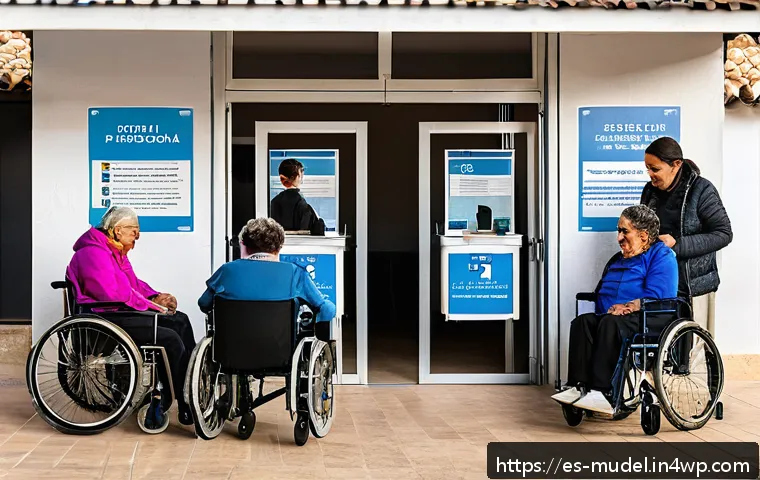 거버넌스 투표 시스템의 설계 원칙 - A diverse group of Spanish-speaking voters at a modern polling station in a rural area of Spain, fea...